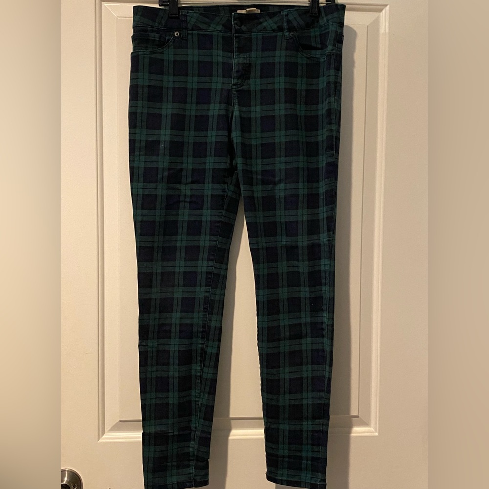 Plaid Denim Pants